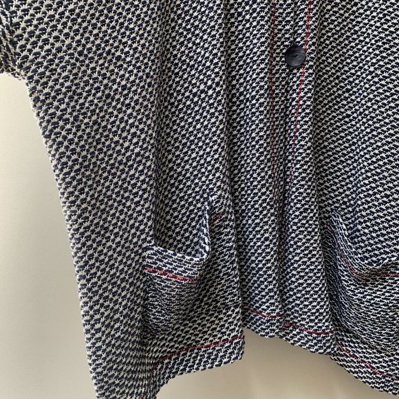 Sahara Cardigan Jacket Sze M / L Navy Blue & White Cotton Blend Draped Oversized - Picture 3 of 12